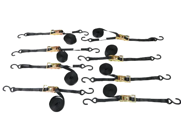 1 x 16 Black Ratchet Strap with S Hook (8 Pack)