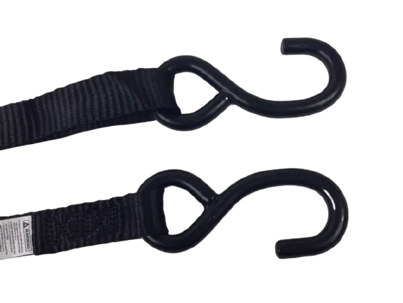 1 x 16 Black Ratchet Strap with S Hook (8 Pack)