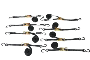 1 x 16 Black Ratchet Strap with S Hook (8 Pack)