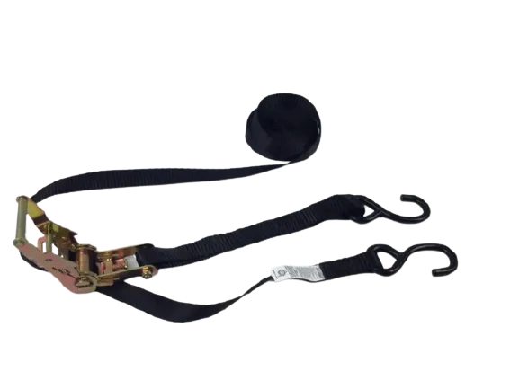 1 x 16 Black Ratchet Strap with S Hook (8 Pack)