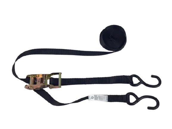 1" x 16' Ratchet Strap Assembly with Vinyl S-Hook