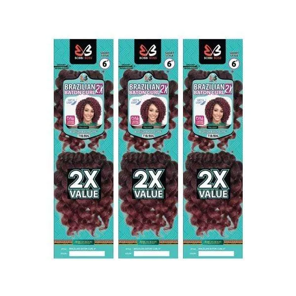 [3 Pack Deal] Bobbi Boss African Roots Collection Crochet Braid - 2X BRAZILIAN BATON CURL 6"