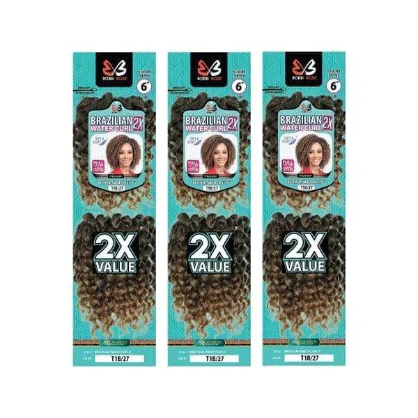 [3 Pack Deal] Bobbi Boss African Roots Collection Crochet Braid - 2X BRAZILIAN WATER CURL 6"