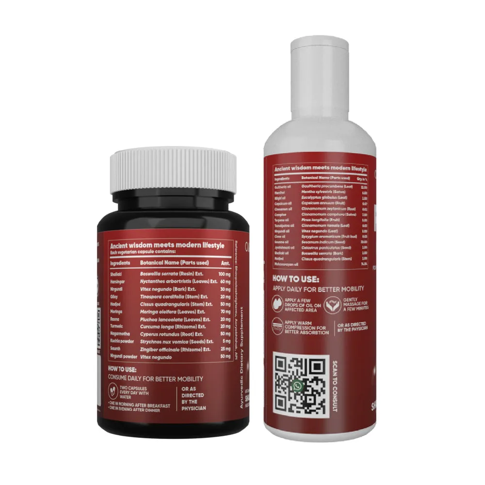 AADAR Ayurveda Ortho Sure Capsule & Oil for Joint & Muscle Pain Relief <br> (30/60 Days Course)