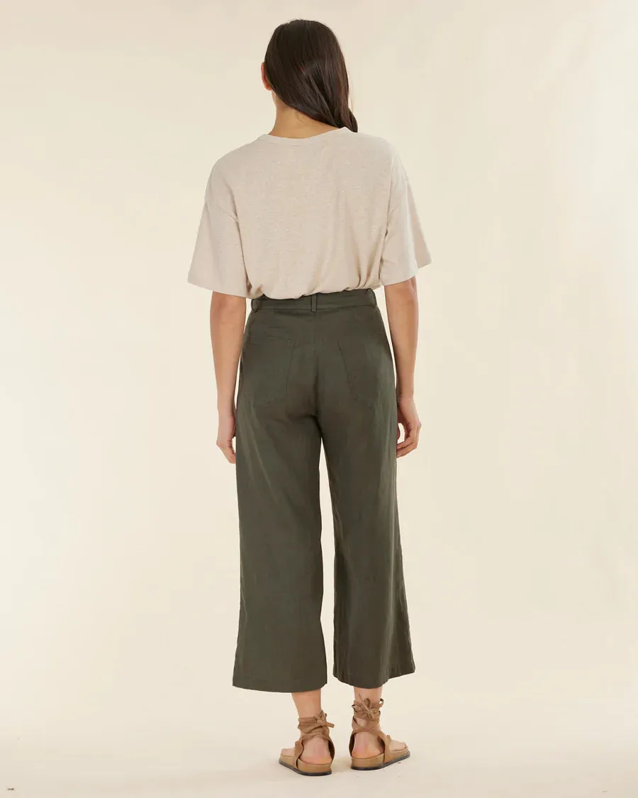 Barossa Linen Pant - Moss