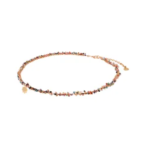 Beaded choker with Gold plated Sun charm