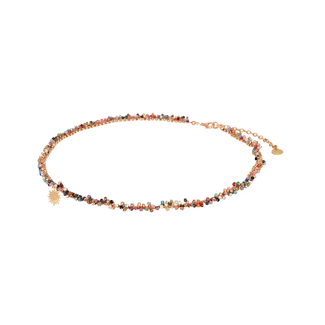 Beaded choker with Gold plated Sun charm