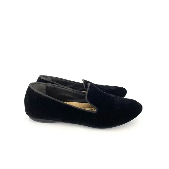 Birdies &quot;The Starling&quot; Shoes Size 7 Black Velvet Flats Womens