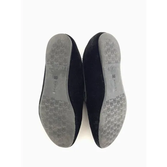 Birdies &quot;The Starling&quot; Shoes Size 7 Black Velvet Flats Womens