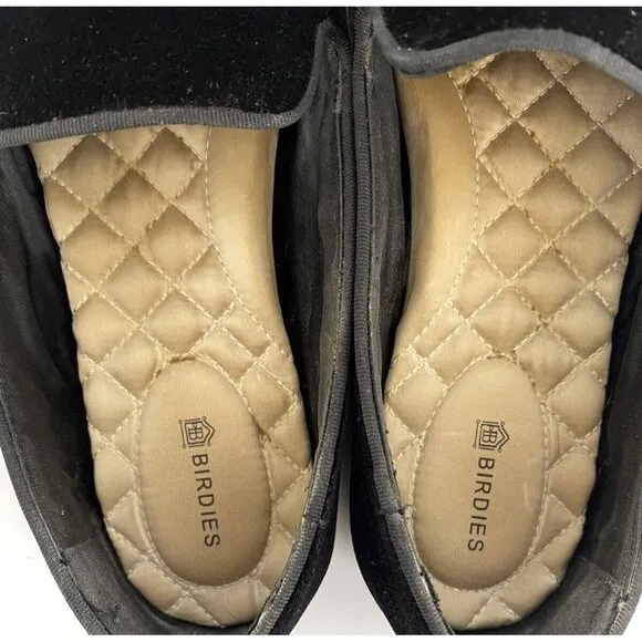 Birdies &quot;The Starling&quot; Shoes Size 7 Black Velvet Flats Womens