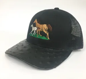 Black cap with black full quill visor