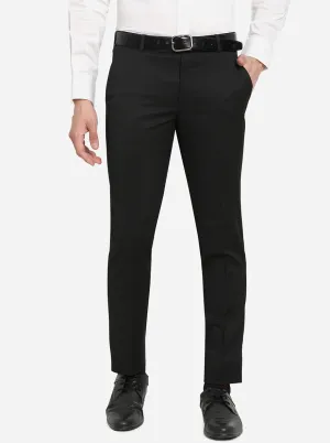 Black Solid Super Slim Fit Formal Trouser | JadeBlue
