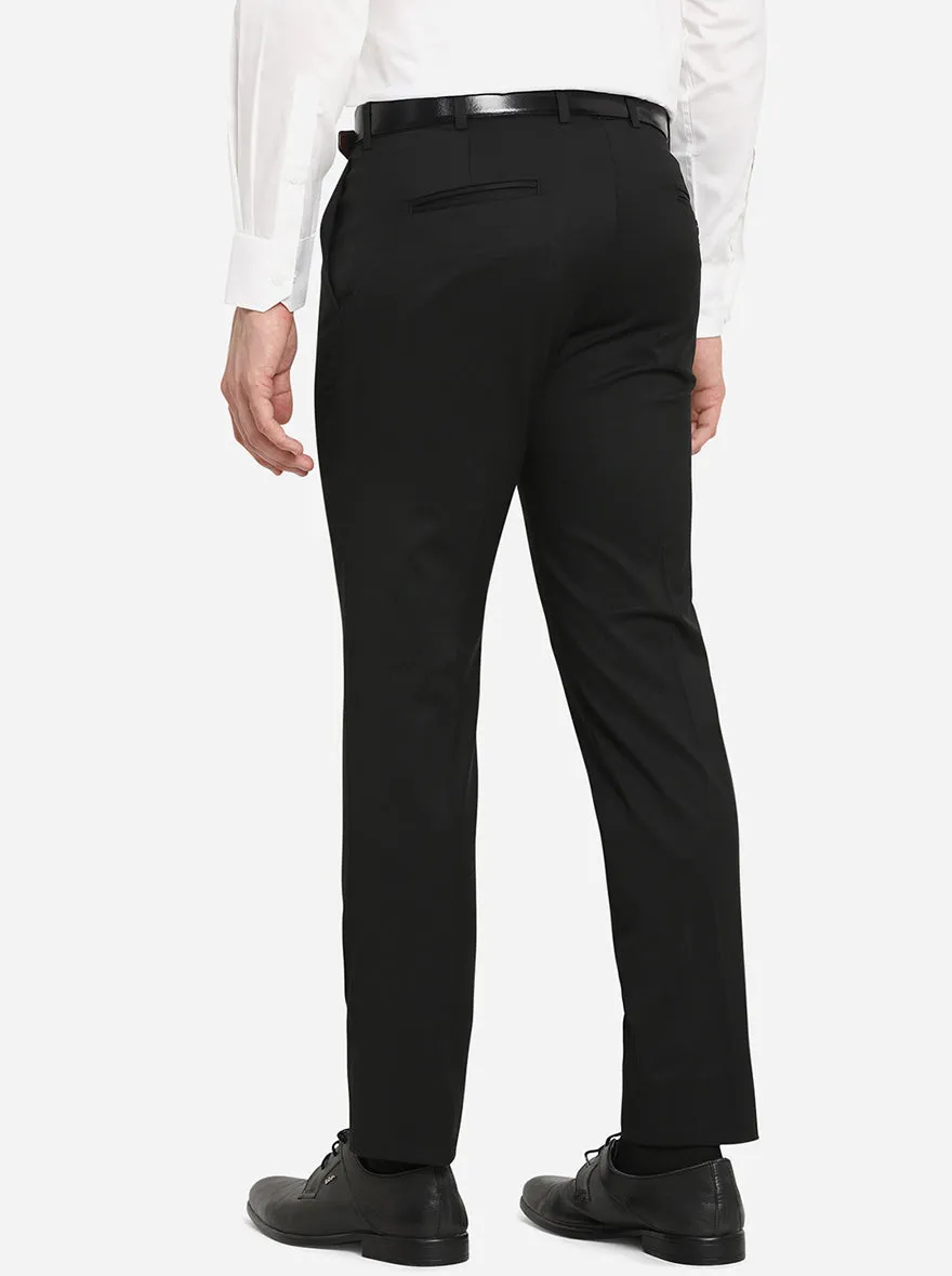 Black Solid Super Slim Fit Formal Trouser | JadeBlue