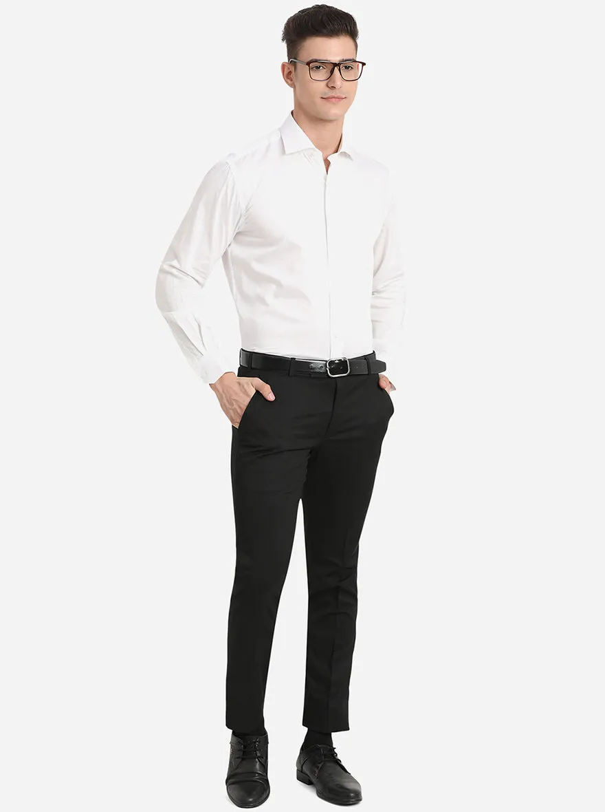 Black Solid Super Slim Fit Formal Trouser | JadeBlue