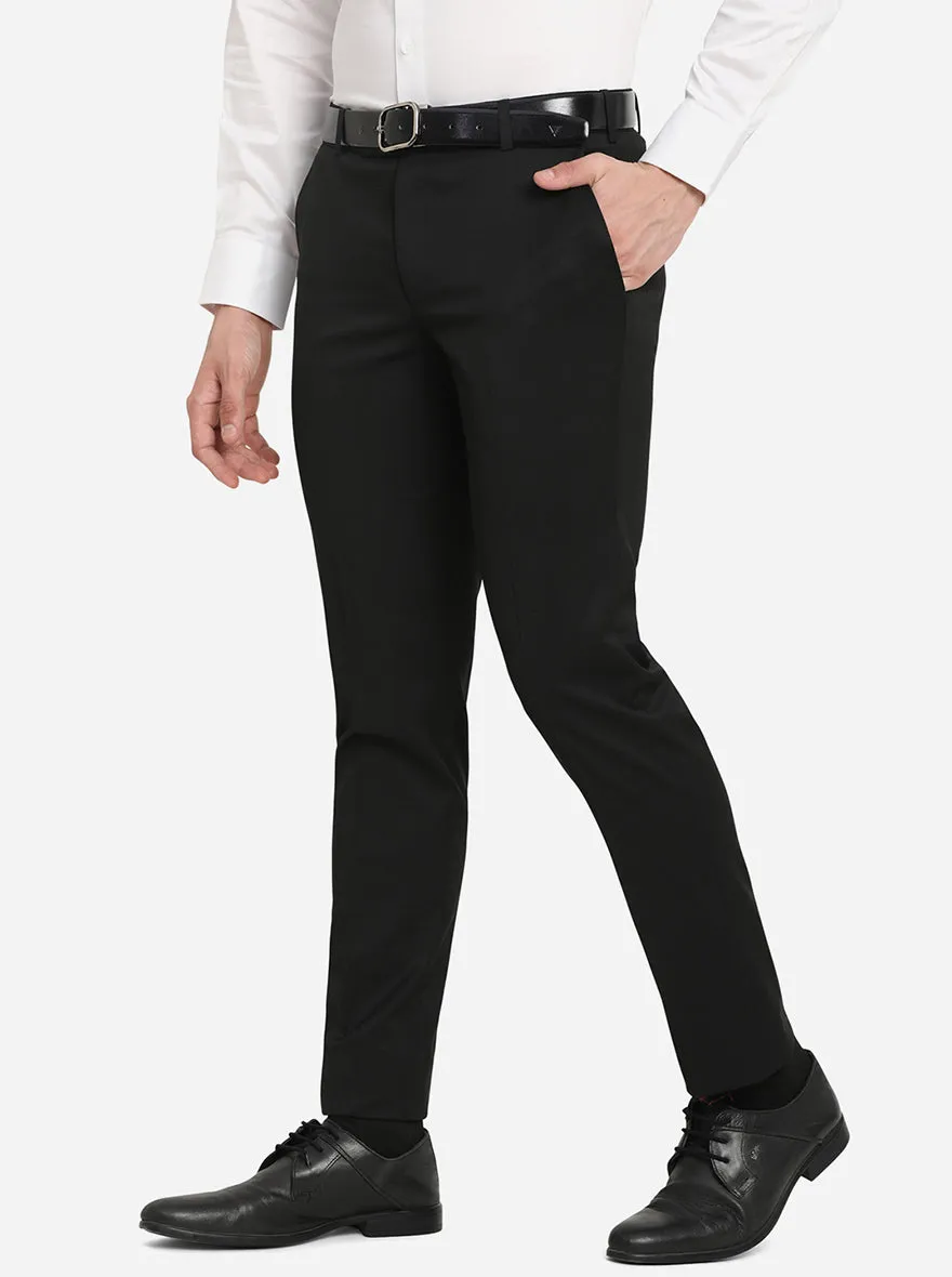 Black Solid Super Slim Fit Formal Trouser | JadeBlue