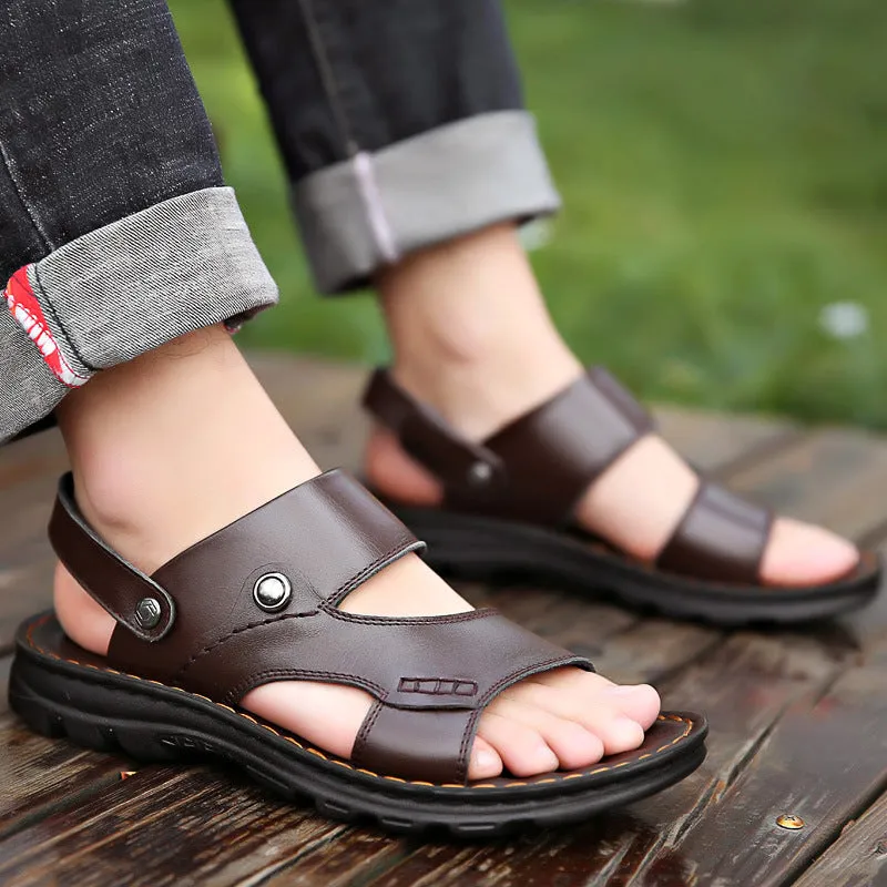 Breathable Top Layer Cowhide Beach Shoes With Soft Sole