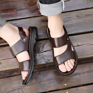 Breathable Top Layer Cowhide Beach Shoes With Soft Sole