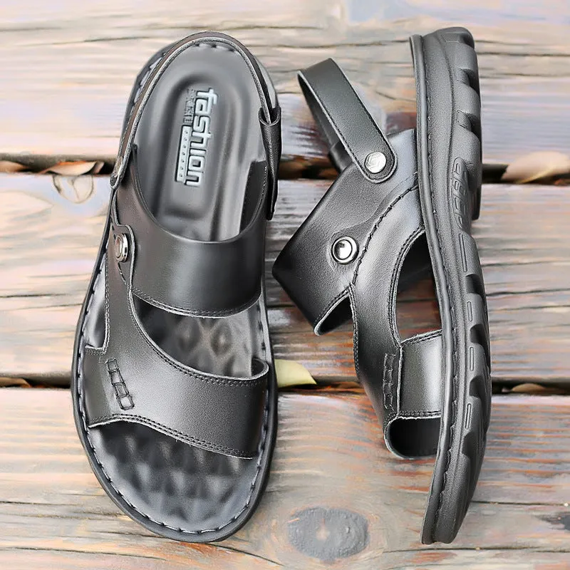 Breathable Top Layer Cowhide Beach Shoes With Soft Sole