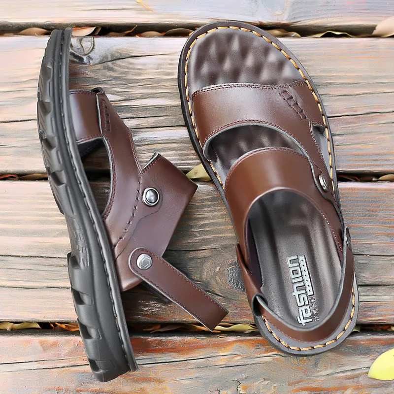 Breathable Top Layer Cowhide Beach Shoes With Soft Sole