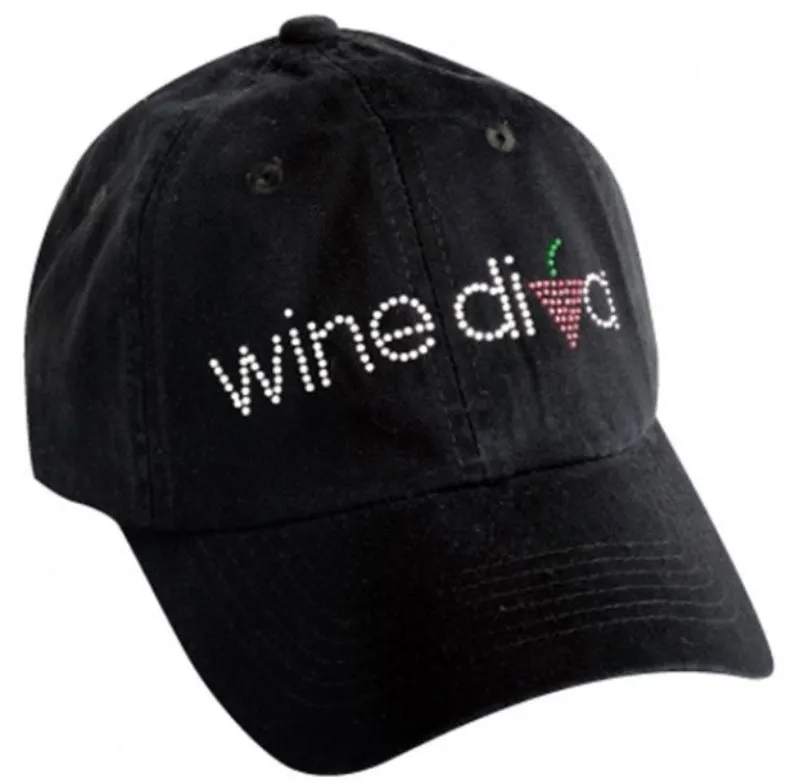 Cap - Wine Diva Rhinestone  - Black