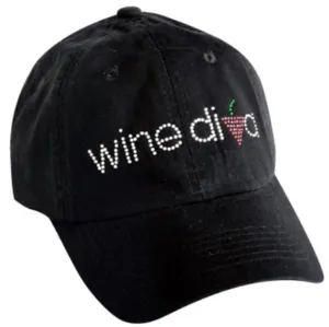 Cap - Wine Diva Rhinestone  - Black