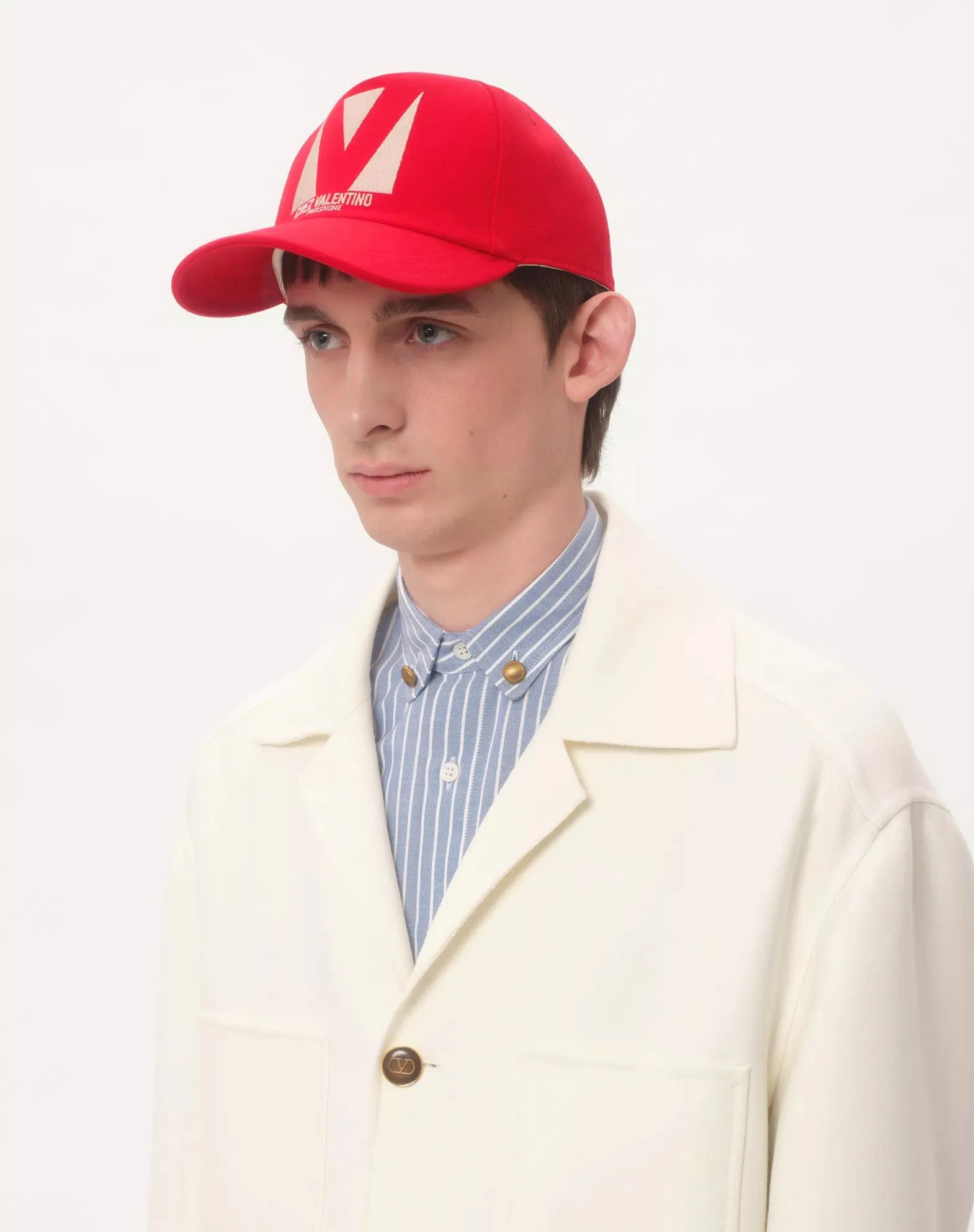 Chez Valentino Cotton Baseball Cap With Embroidery