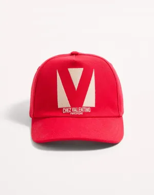 Chez Valentino Cotton Baseball Cap With Embroidery