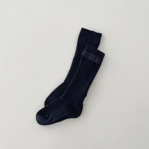 Classic Bow Knee Socks, Navy