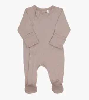 Coccoli Zipper Modal Footie in Sand : Size NB to 18M