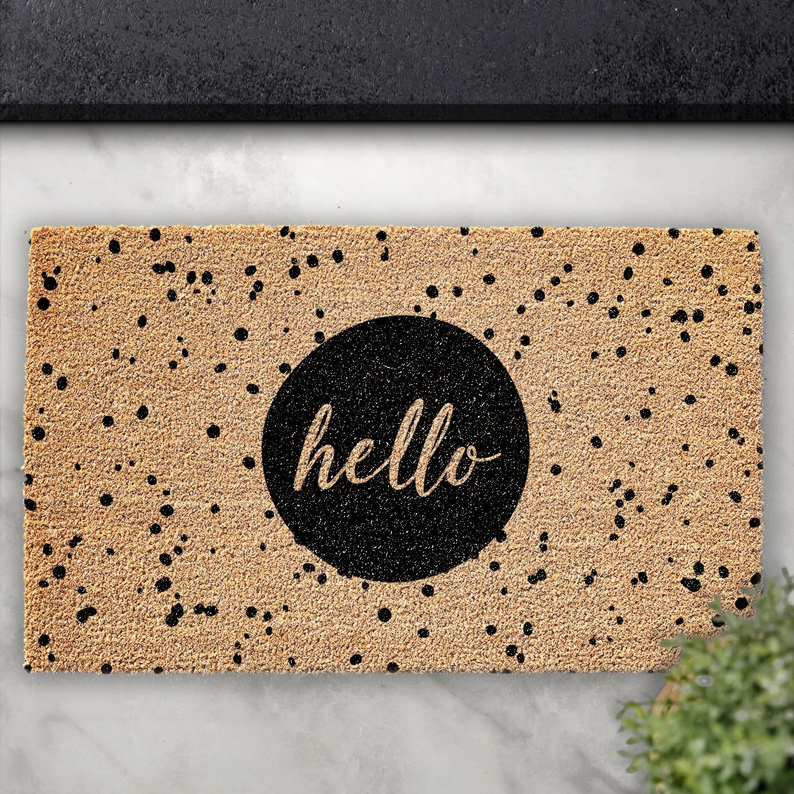 Coir Doormat - Black Speckled Hello