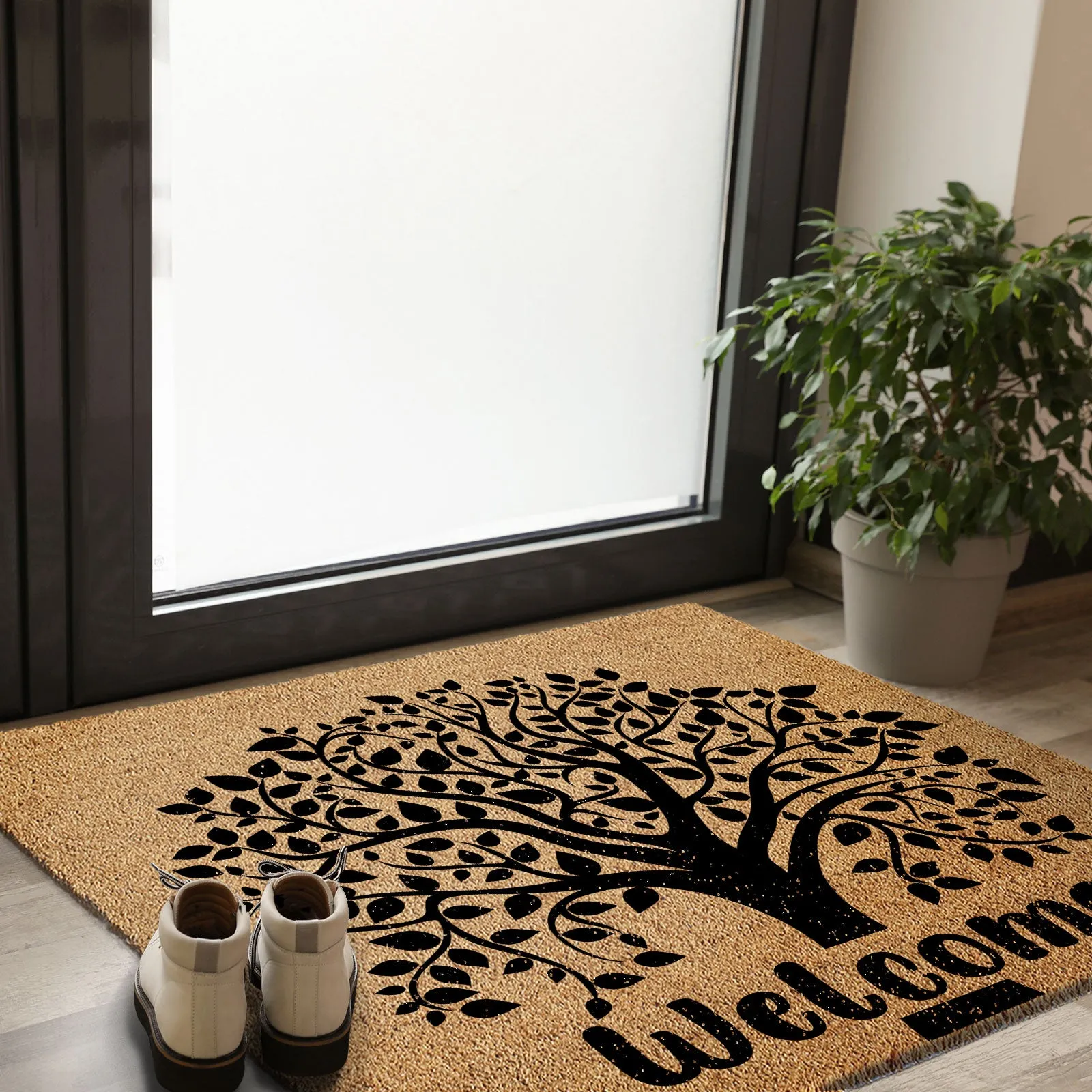 Coir Doormat - Welcome Tree