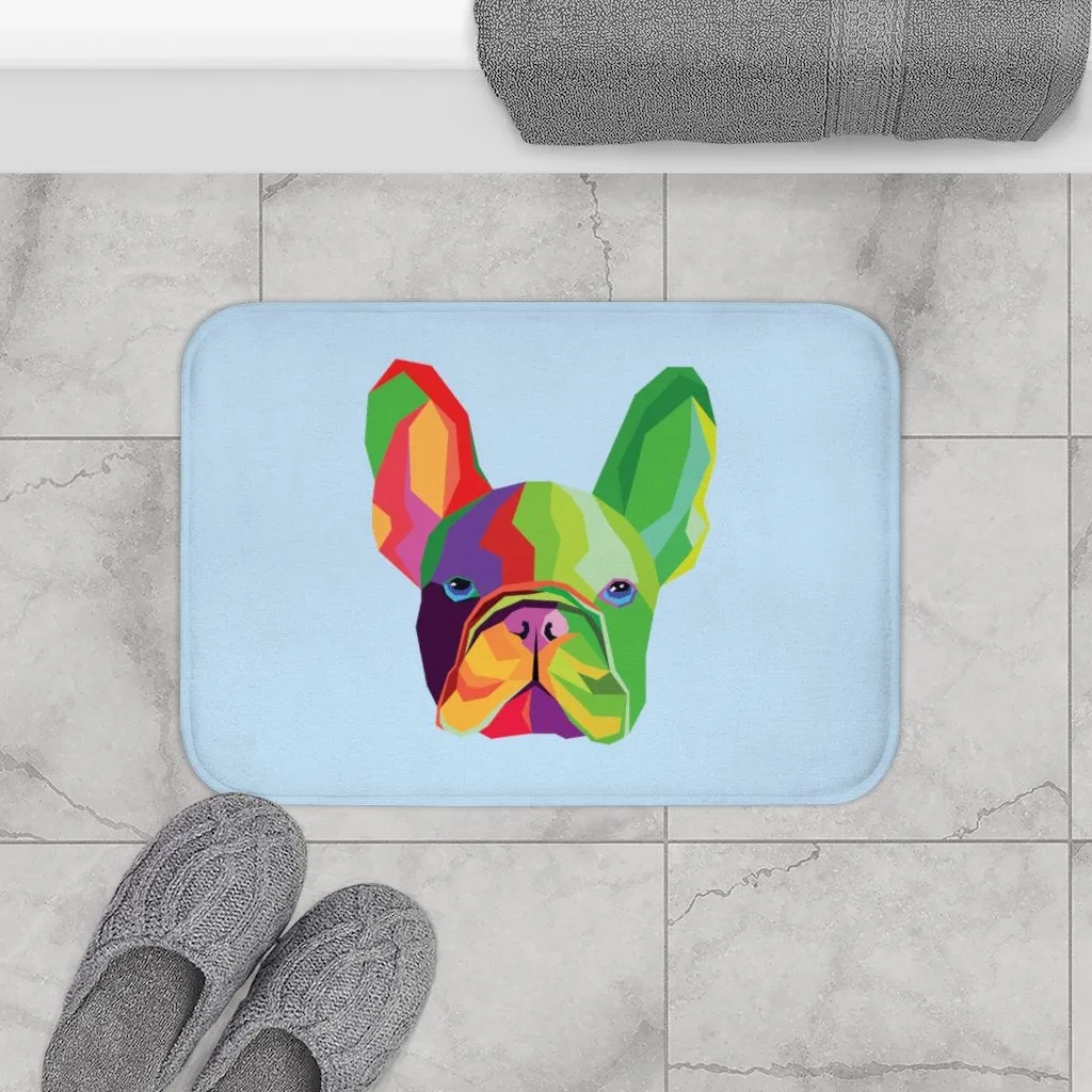 Colorful French Bulldog Bath Mat