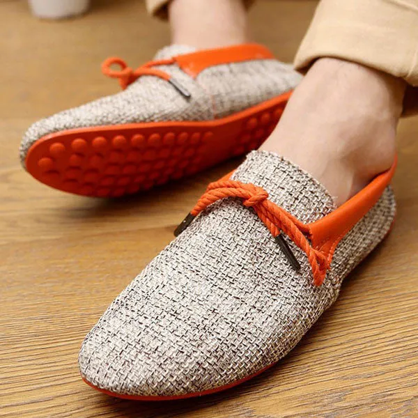 Fashion Men Summer Shoes Breathable Weaving Shoes Men Lace-up Flats Casual Driving Loafers