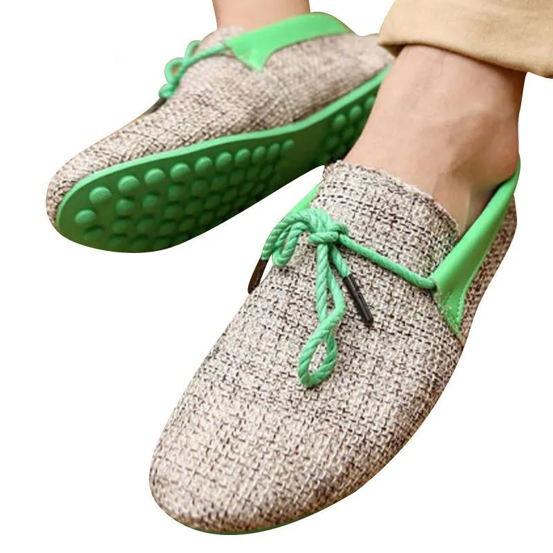 Fashion Men Summer Shoes Breathable Weaving Shoes Men Lace-up Flats Casual Driving Loafers