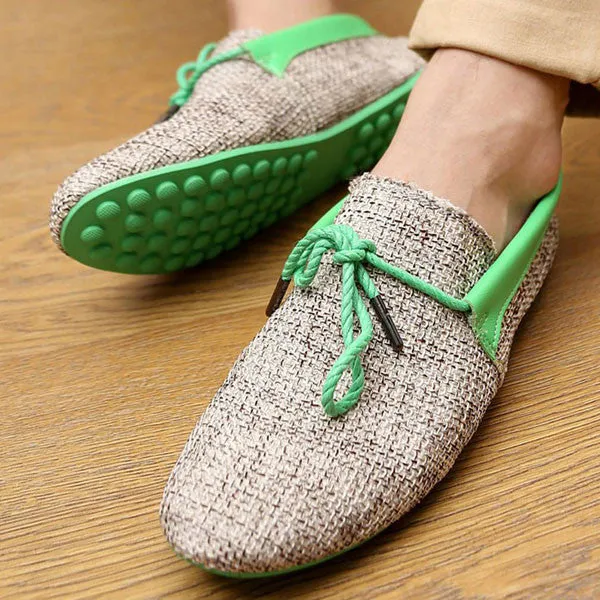 Fashion Men Summer Shoes Breathable Weaving Shoes Men Lace-up Flats Casual Driving Loafers