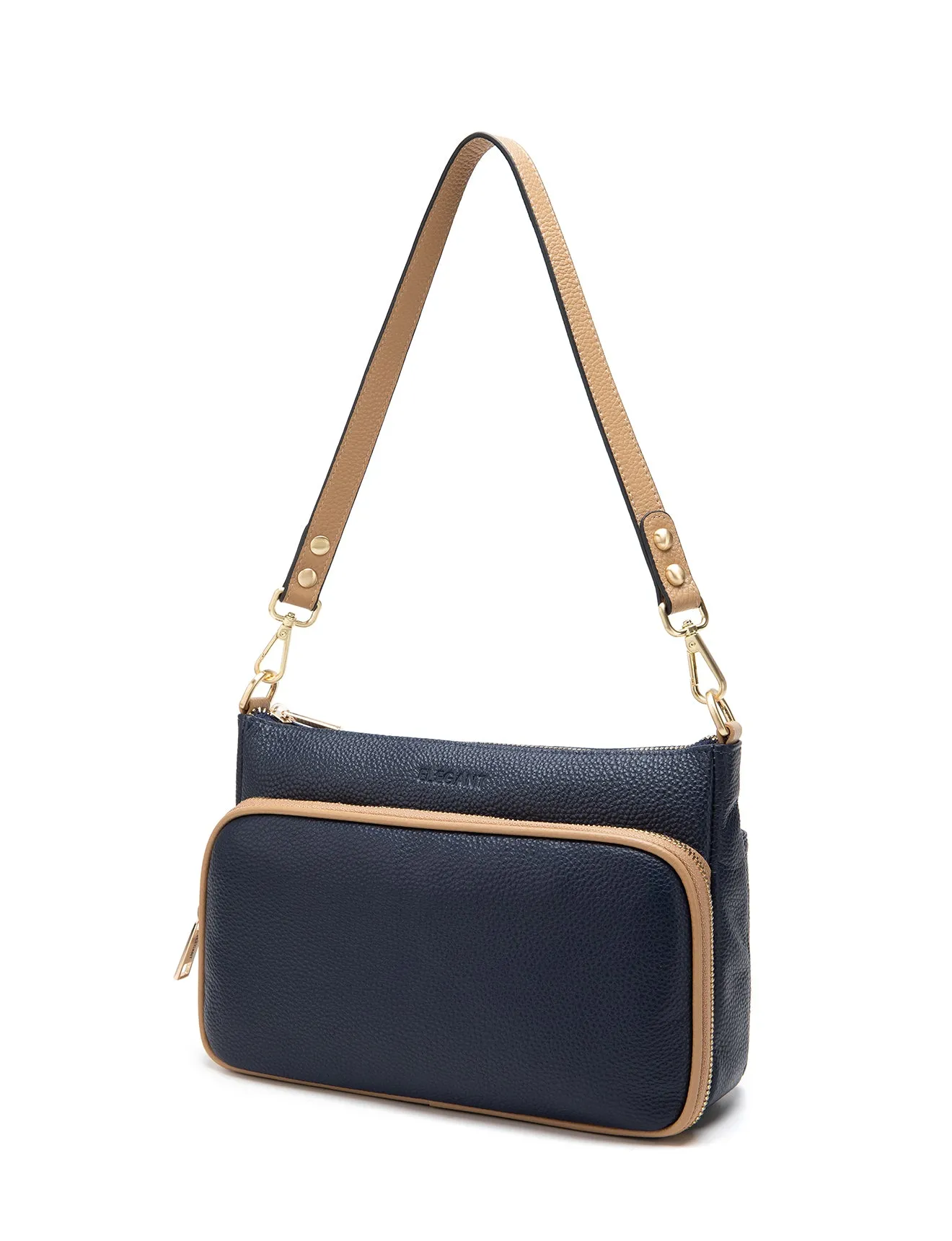 FELICITY LEATHER XBODY BAG- E1-0814A-NVY/CAM