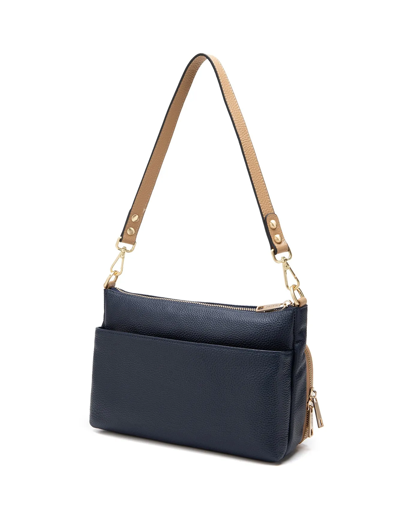 FELICITY LEATHER XBODY BAG- E1-0814A-NVY/CAM