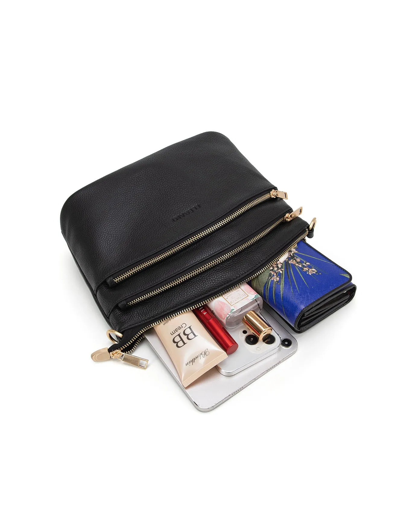 GRACE LEATHER XBODY BAG- E1-0818-BLK