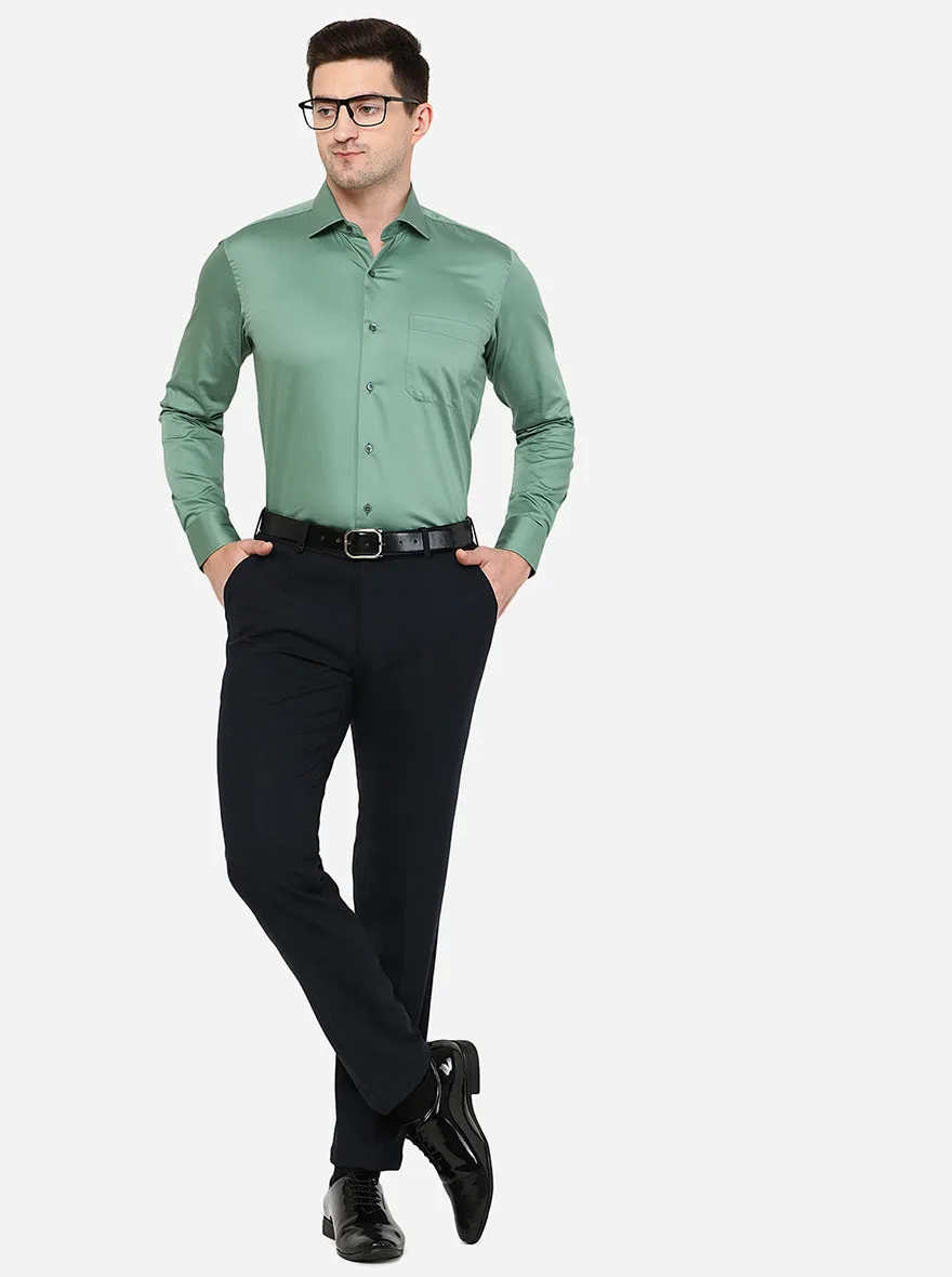 Green Solid Slim Fit Formal Shirt | Metal