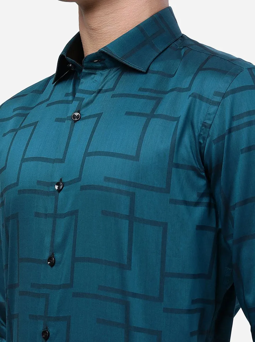 Green Solid Slim Fit Party Wear Shirt | Wyre