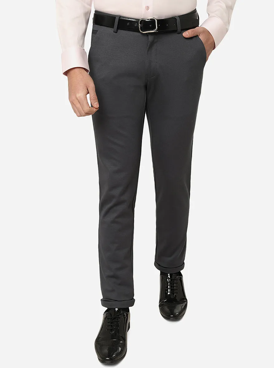 Grey Solid Slim Fit Club Wear Trouser | JB Studio