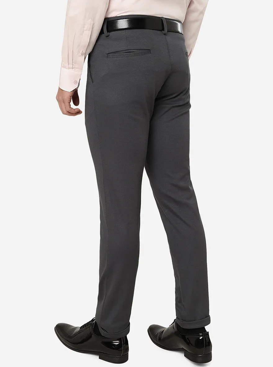 Grey Solid Slim Fit Club Wear Trouser | JB Studio