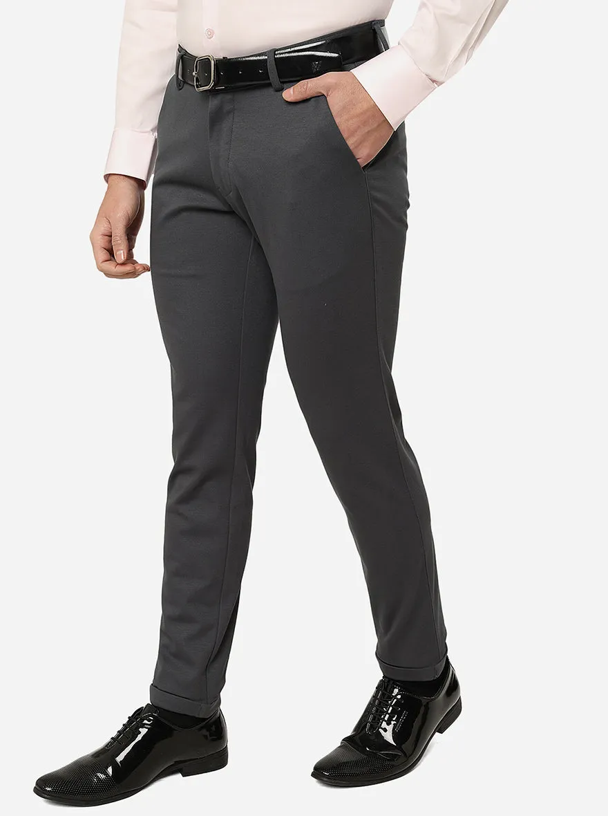 Grey Solid Slim Fit Club Wear Trouser | JB Studio