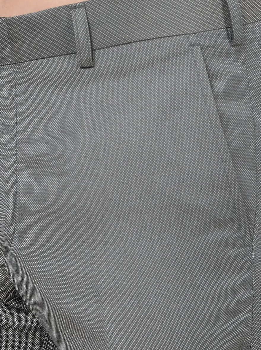 Grey Solid Slim Fit Formal Trouser | Metal