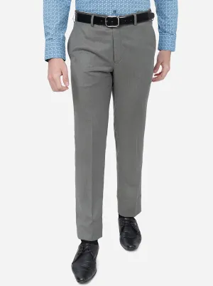 Grey Solid Slim Fit Formal Trouser | Metal