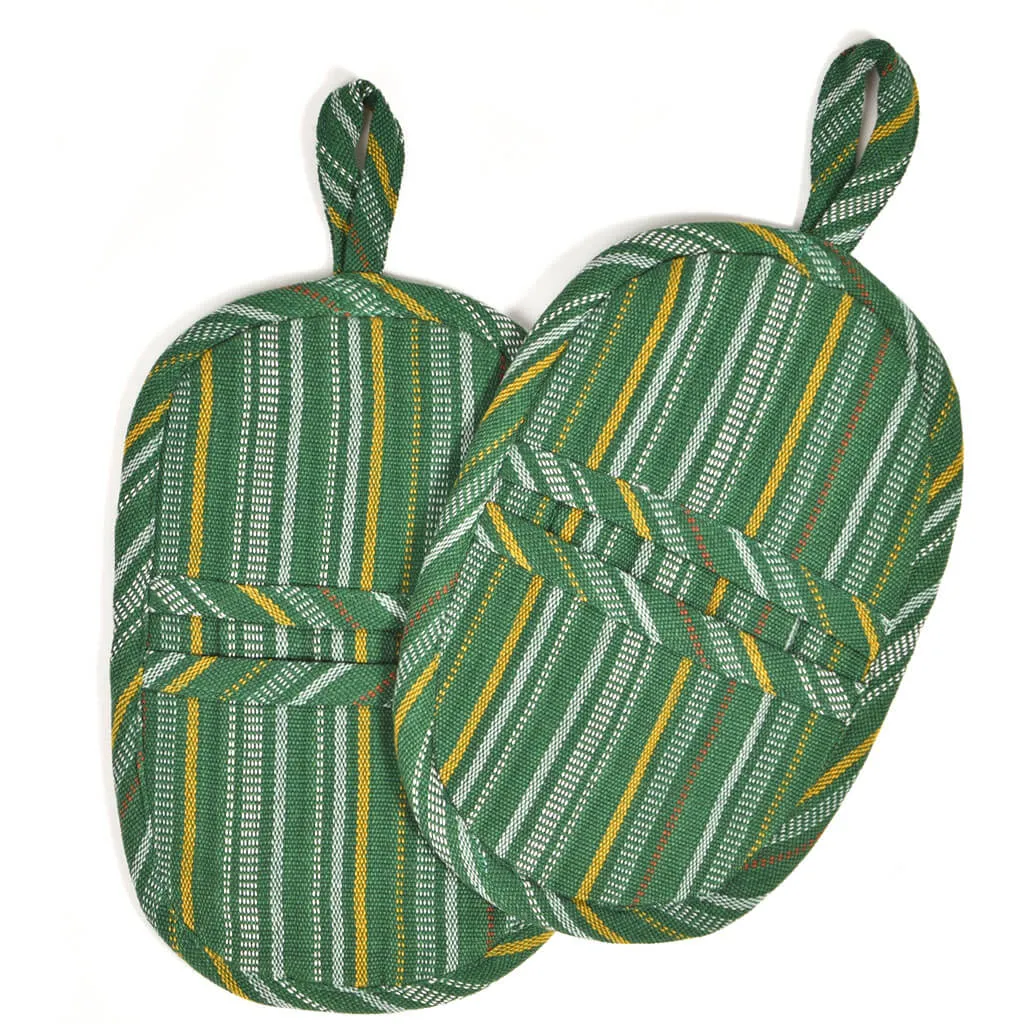 Hand woven Mini Oven Mitt | Poblano Stripe