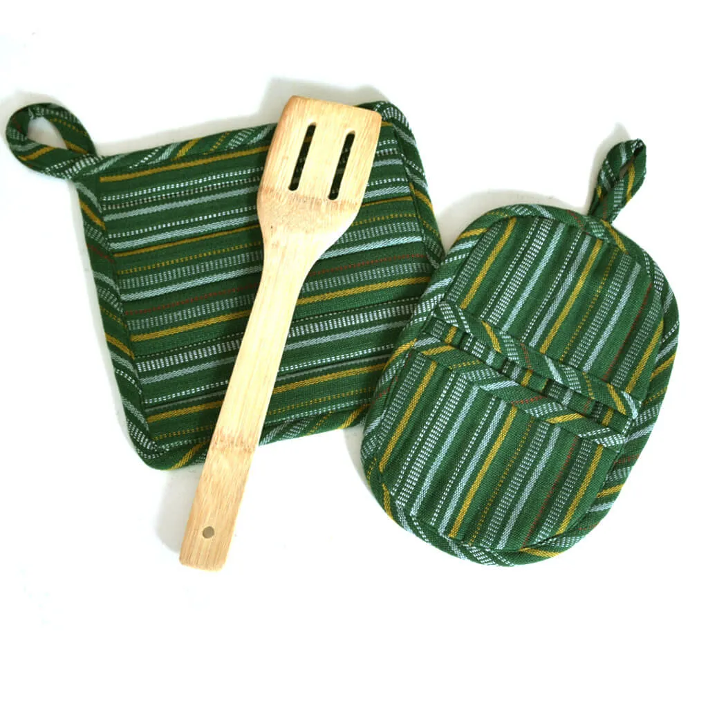 Hand woven Mini Oven Mitt | Poblano Stripe
