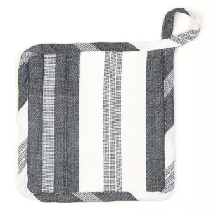 Hand Woven Square Pot Holder | Black & White Stripes