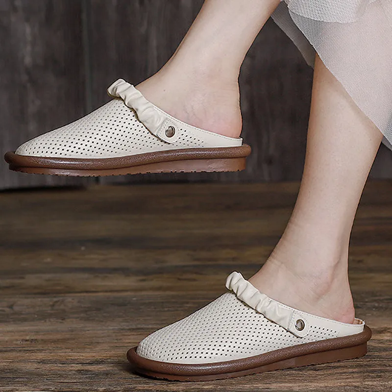 Hollow soft sole two-way leather shoes