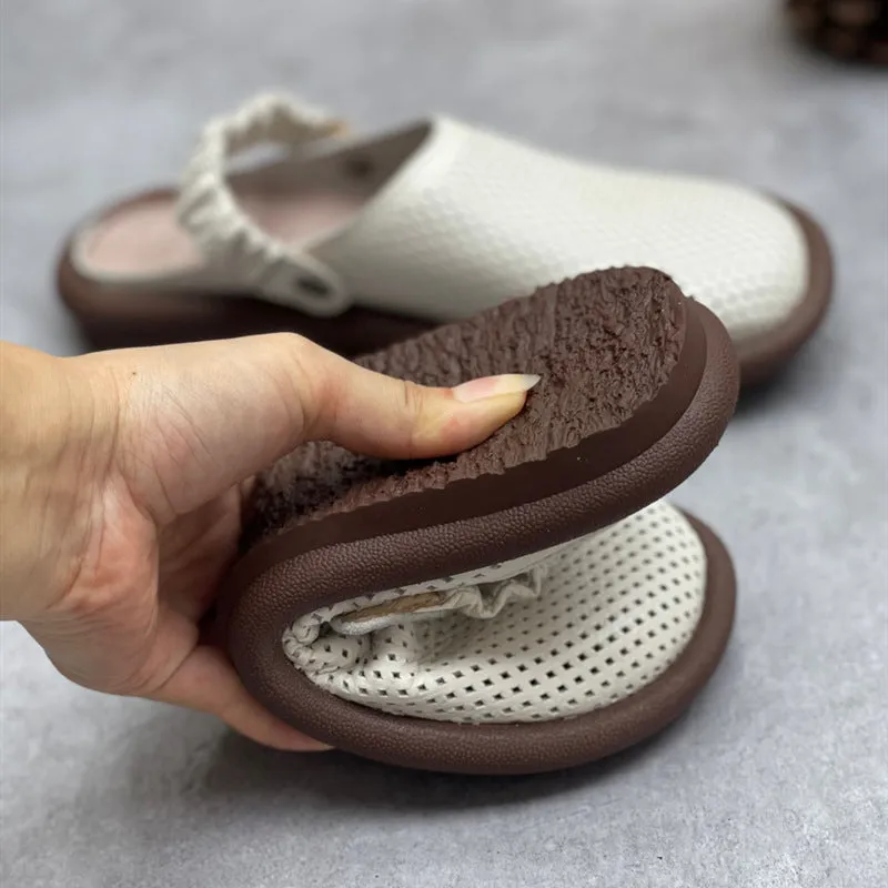 Hollow soft sole two-way leather shoes